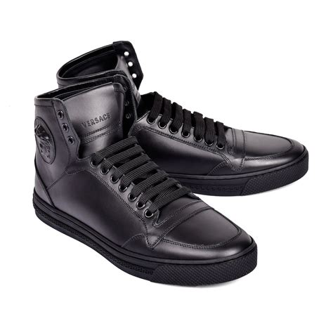 black versace tennis shoes|Versace high top vintage sneaker.